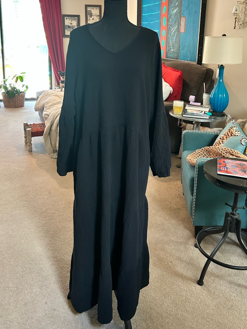 Belle by Kim Gravel Black V-Neck Long Sleeve Maxi Dress